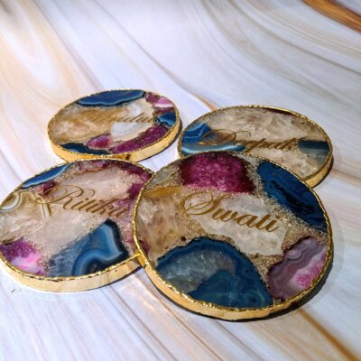 Agate Stone Coasters Personalised with Name