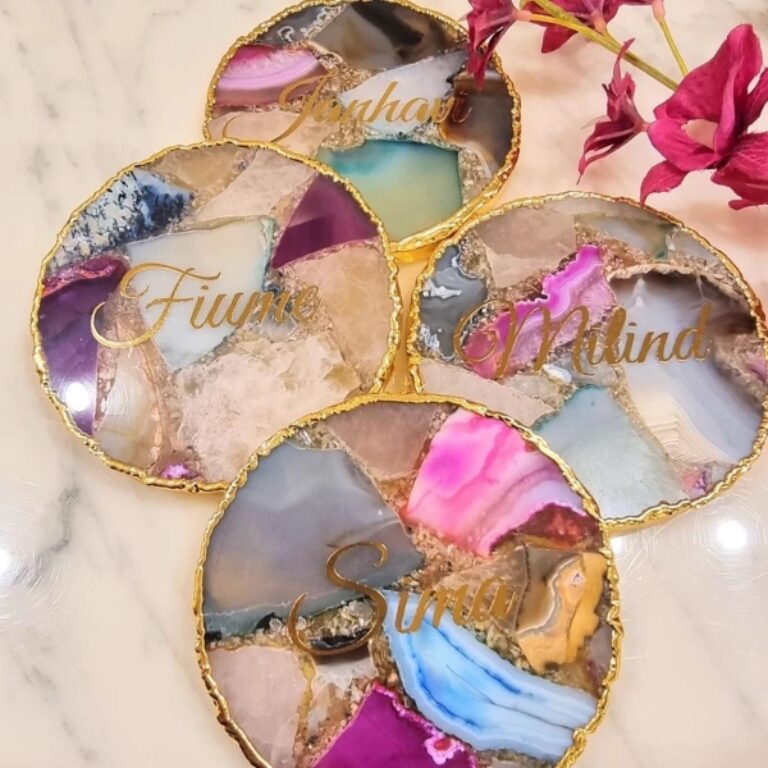 Agate Stone Coasters Personalised with Name