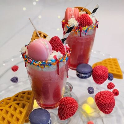 Food Candle Dessert Candle Strawberry shake candle Realistic candle