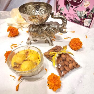 Silver-plated elephant gift set, diwali gift