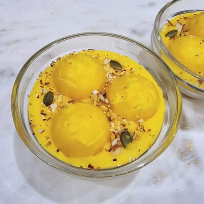 Rasmalai Candle in a Glass Katori, food candle, realistic candle