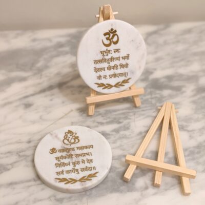 Marble Slice with Gayatri or Ganesh Mantra