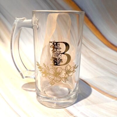 Personalised Beer Mug Floral design