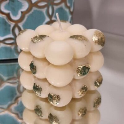 Bubble Candle with Gold Leaf, sculpture candle