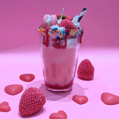 Strawberry Shake Candle, Food Candle Dessert Candle Strawberry shake candle Realistic candle