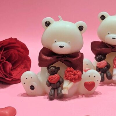 Personalised Love Teddy Candle in Glass Cloche