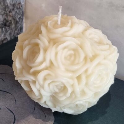 off-white Rose Ball Candle