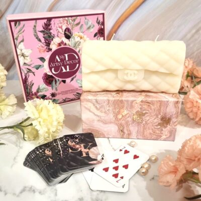 Personalised Playing Cards and Designer Chanel Bag Candle set