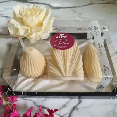 Candle Gift Set: Large Pear Candle, Palm Candle, Tall Pear Candle