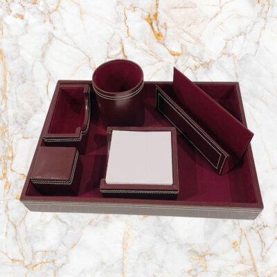 6 Piece Leather Corporate Desk Set