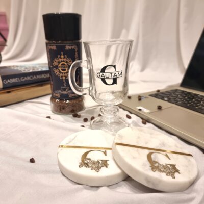 Personalised Irish Coffee Set: Mug, Coffee, Marble Coasters