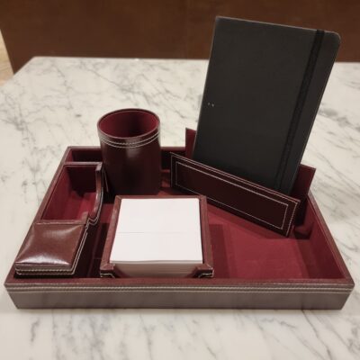 6 Piece Leather Corporate Desk Set with Diary